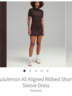 Lululemon All Aligned Ribbed Short Sleeve T-Shirt Mock Neck Dress Espresso Sz 6